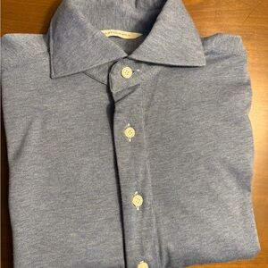Suitsupply Blue Popover Shirt